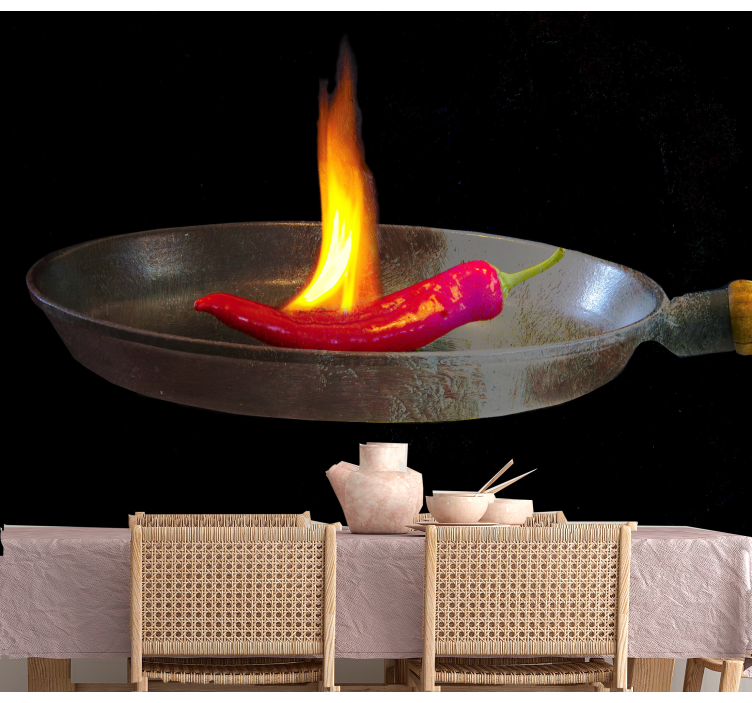 Ateşe kırmızı acı biber modern duvar kağıdı - TenStickers