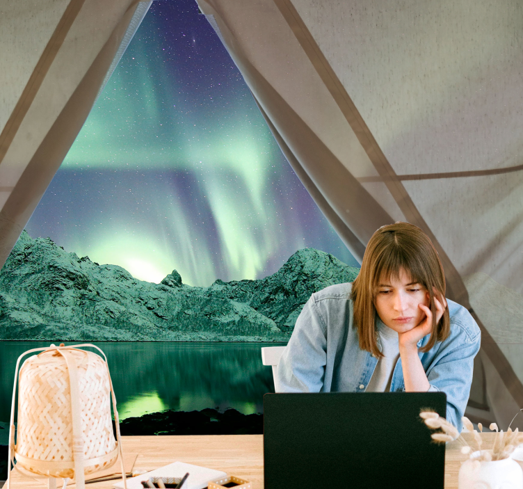 Aurora borealis görünümü manzara duvar resim - TenStickers