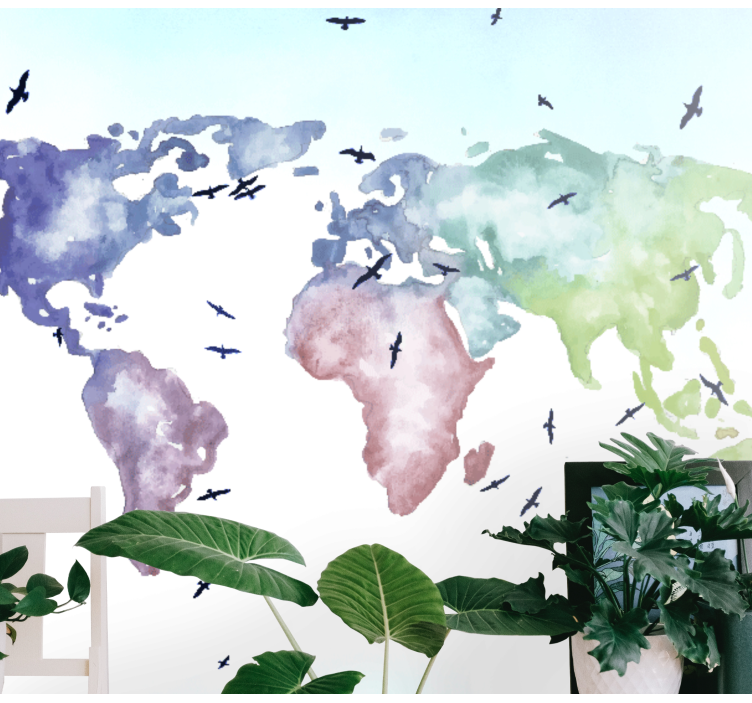 Bebek kuş dünya haritası dünya haritası duvar resmi - TenStickers
