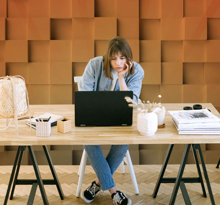 Bej geometrik mozaik 3d duvar resmi - TenStickers