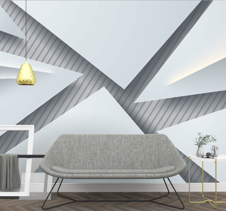 Beyaz parçalanmış parçalar 3d duvar kağıdı - TenStickers