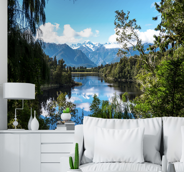 Göl ve dağlar dağ duvar resmi - TenStickers