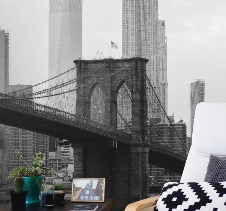 Brooklyn köprüsü silueti şehir ve ülke duvar resmi - TenStickers