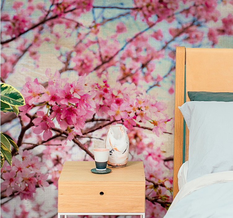 Bulanık kiraz çiçeği duvar resmi - TenStickers