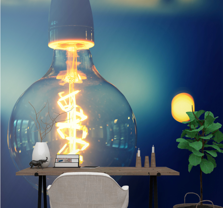 Büyük modern ampuller yatak odası duvar kağıdı - TenStickers