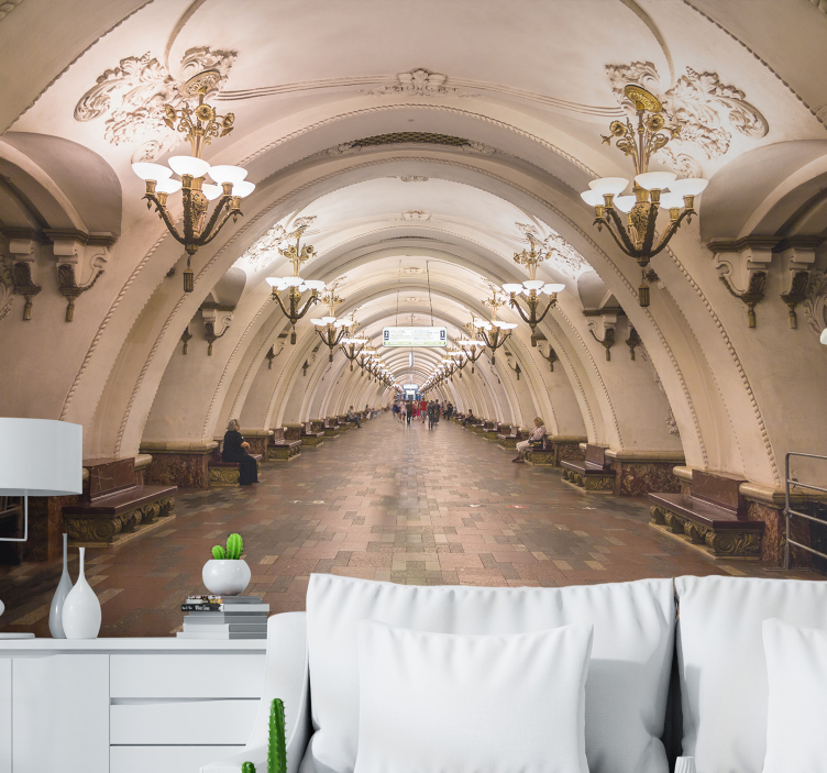 Büyük yeraltı geçidi şehir ve ülke duvar resim - TenStickers