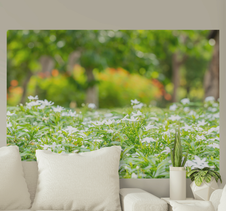 Çiçek duvar resim - bol beyaz Çiçekler - TenStickers