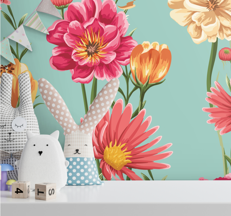 Çiçek duvar resim - renkli Çiçek kompozisyonu - TenStickers