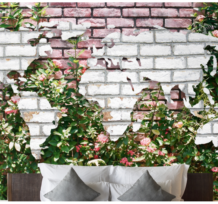 çiçek ve tuğla dünya haritası dünya haritası duvar - TenStickers