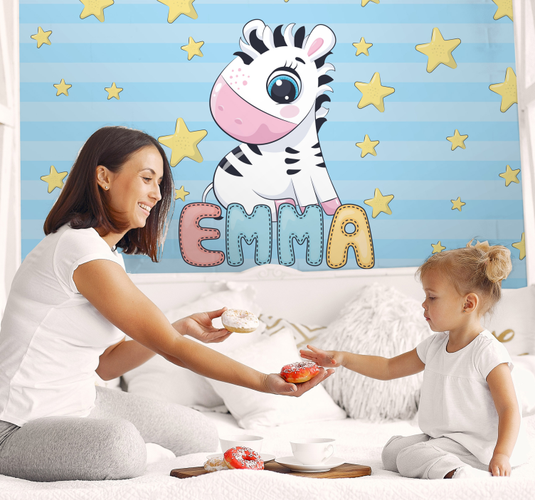 Çocuk odası duvar reslim zebra ve yıldızlar - TenStickers
