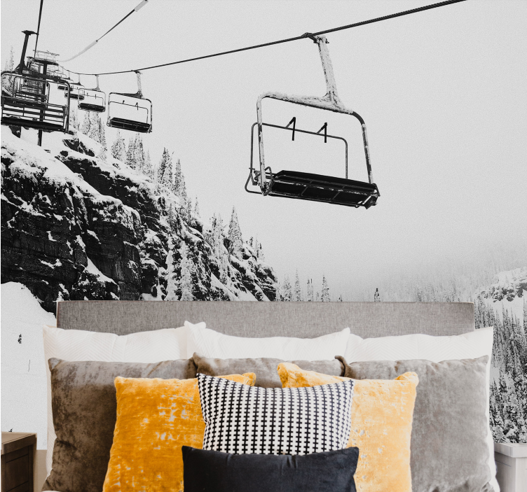 Dağ duvar resim kayak teleferiği yolculuğu - TenStickers