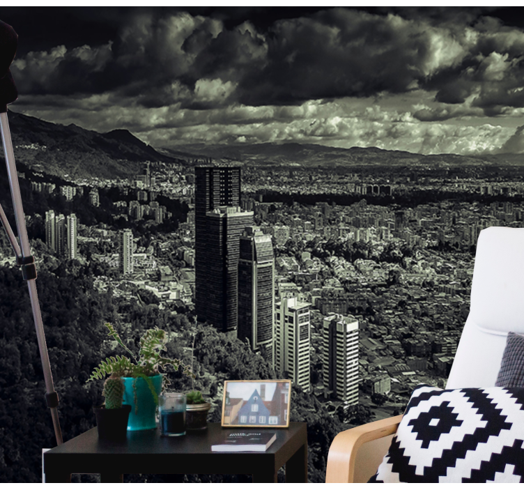 Dağ manzaralı kentsel manzara şehir ve ülke duvar resim - TenStickers