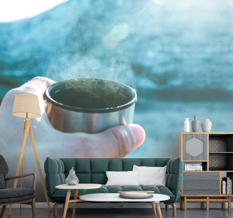 Dağda pencere kahvesi 3 boyutlu duvar kağıdı - TenStickers