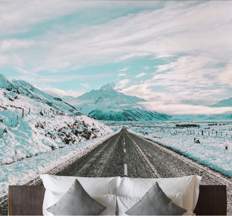 Dağlar ve kar duvar resimleri ile sokak - TenStickers