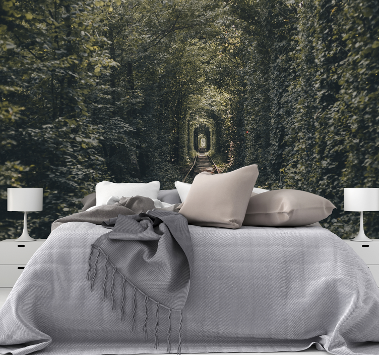 Demiryolu tüneli ağaçlar doğa duvar resmi - TenStickers