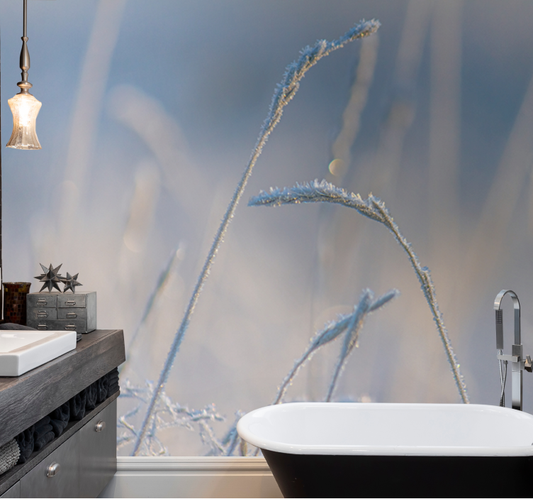 Doğa duvar resim - donmuş Çim uçları - TenStickers