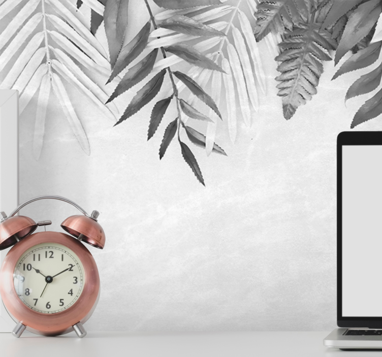 Doğa duvar resim monokrom yaprak desenleri - TenStickers