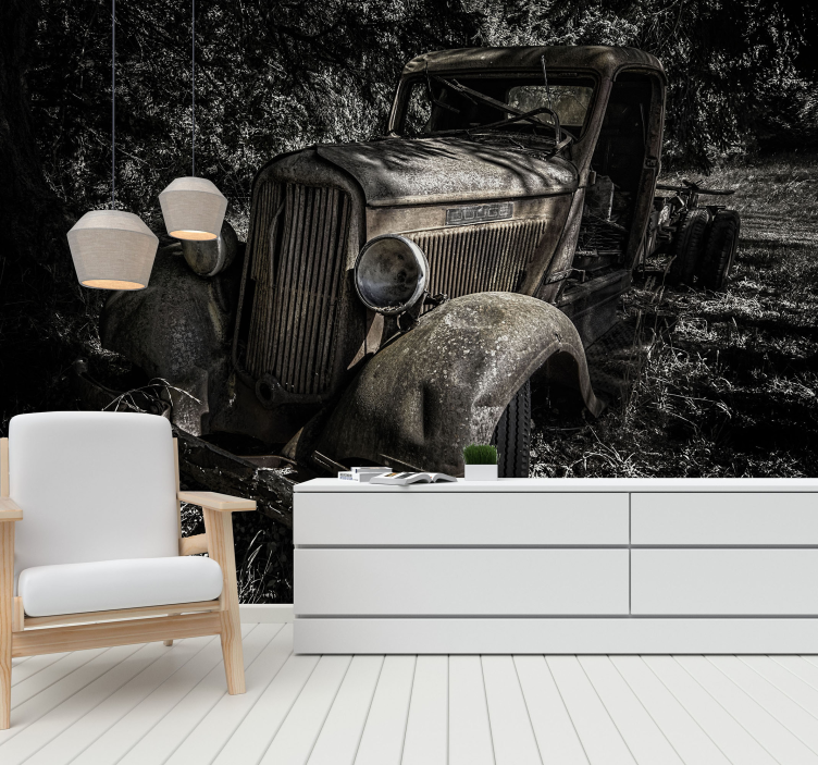 Duvar resmi eski ve yıpranmış araç araba duvar resmi - TenStickers