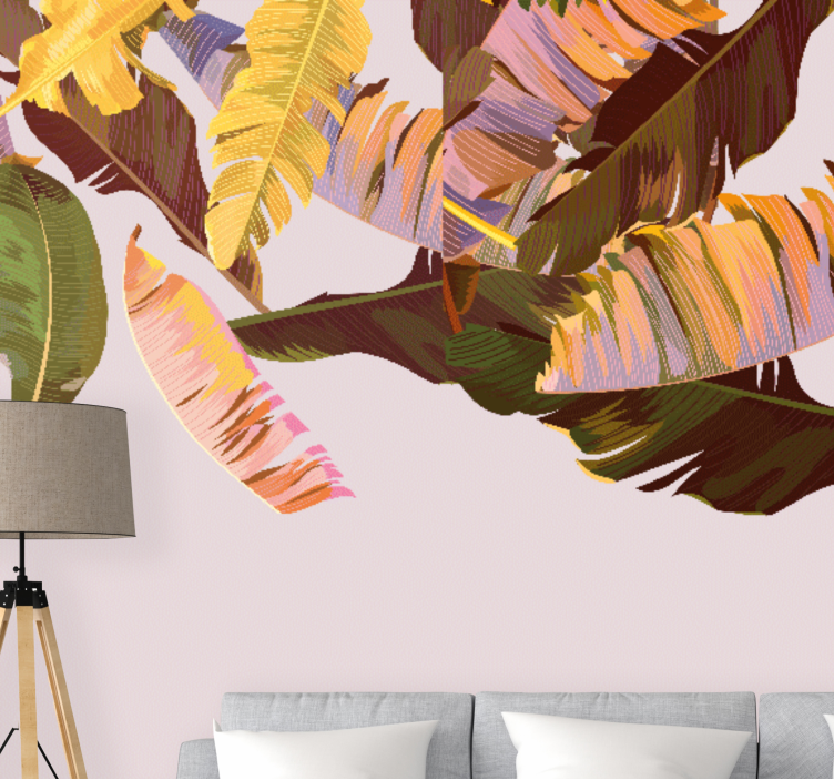 Egzotik muz yaprakları doğa duvar kağıdı - TenStickers