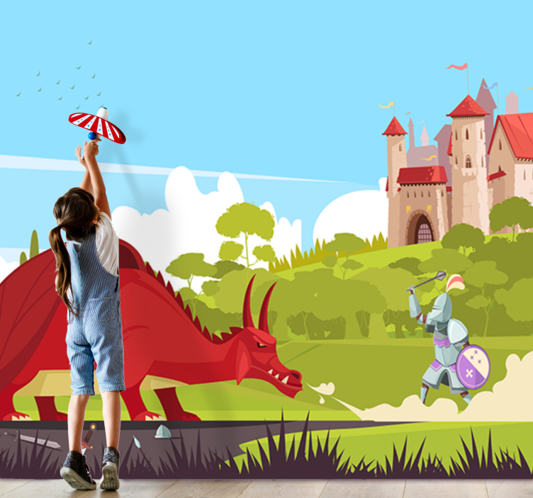 Ejderha ve şövalye çocuklar duvar resimleri - TenStickers