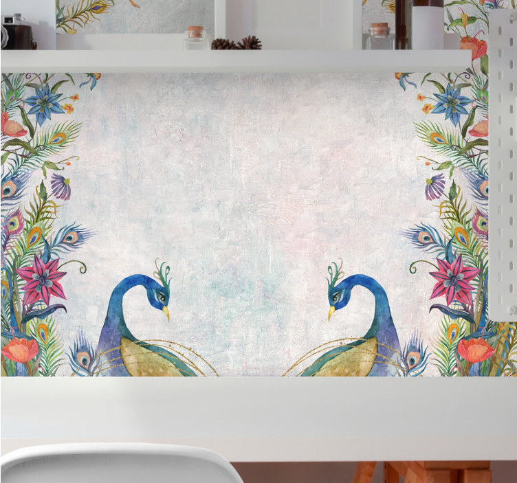 Eski püskü şık tarzı tavus kuşu doğa duvar kağıdı - TenStickers