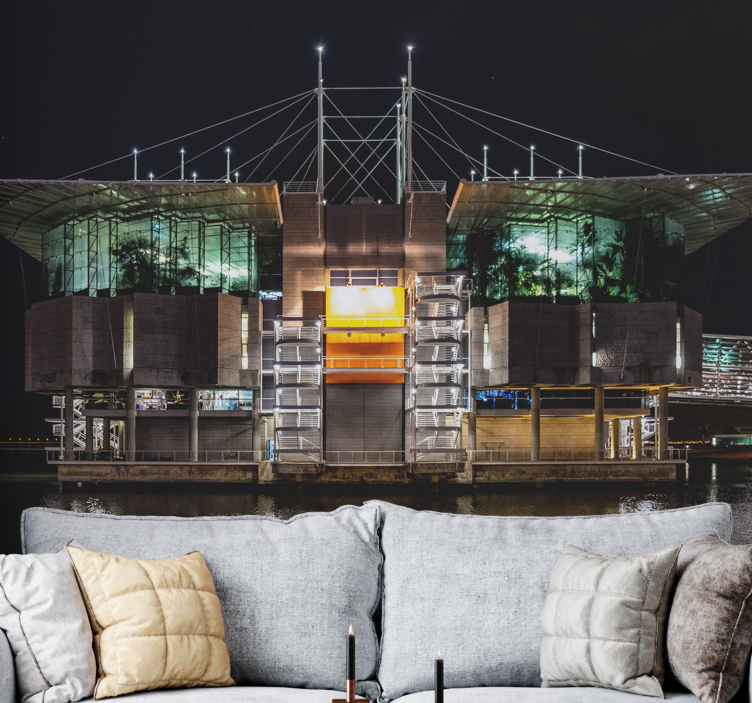 Fütüristik kentsel mimari şehir ve ülke duvar resim - TenStickers