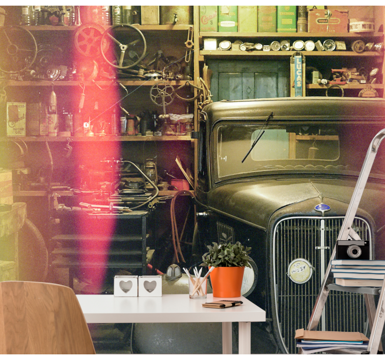 Garajda eski araç duvar kağıdı - TenStickers