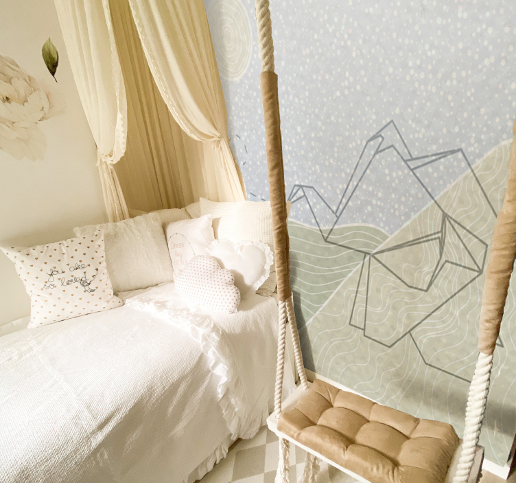 Japandi filler tasarımı çocuk odası duvar reslim - TenStickers