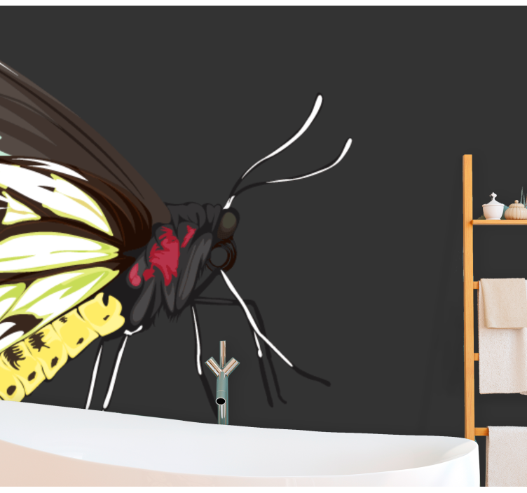 Gerçekçi detaylı sarı kelebek duvar resmi - TenStickers