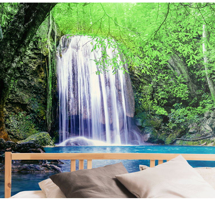 Göl duvar resmi ile pastoral manzara - TenStickers