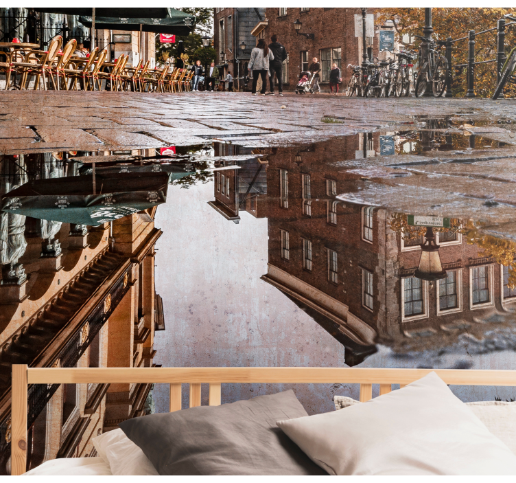 Hollanda utrecht yağmur yağarken duvar kağıdı - TenStickers