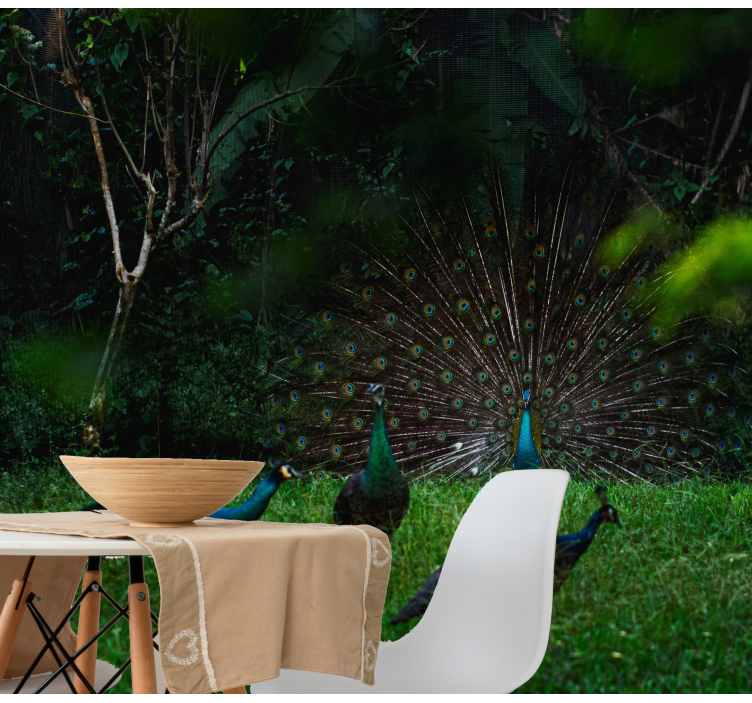 Ilkbaharda hayvan tavus kuşu doğa duvar resmi - TenStickers