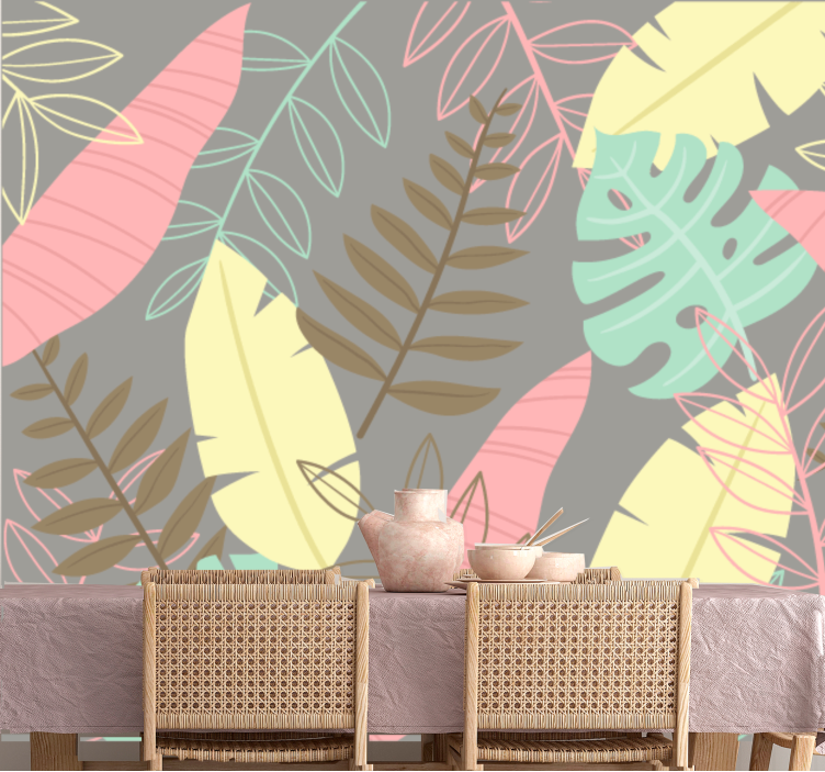 İskandinav tarzı soyut tropikal duvar resmi - TenStickers