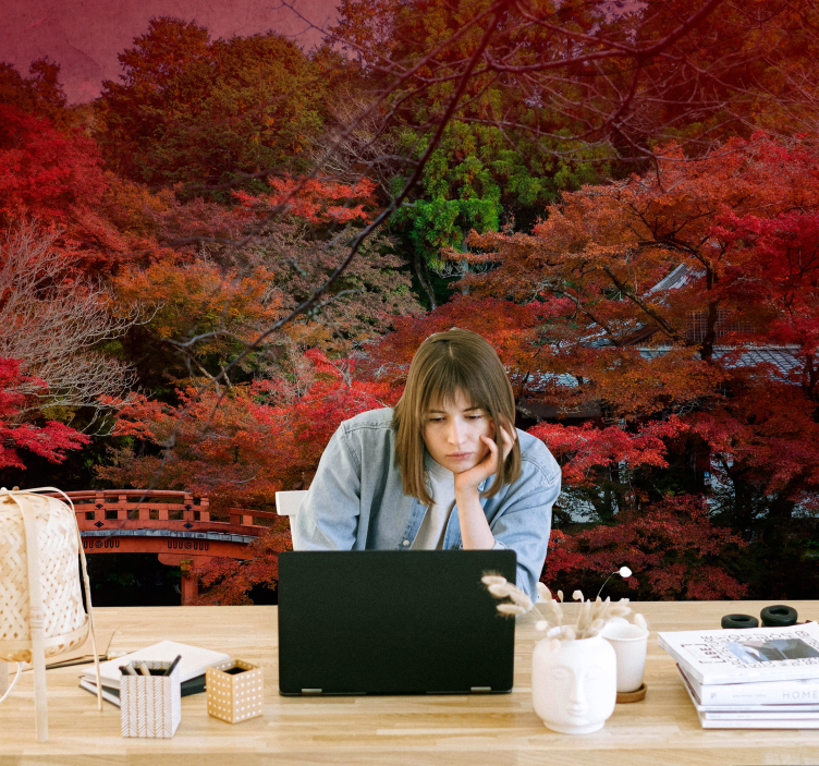 Japonya'da sonbahar doğa duvar resmi - TenStickers