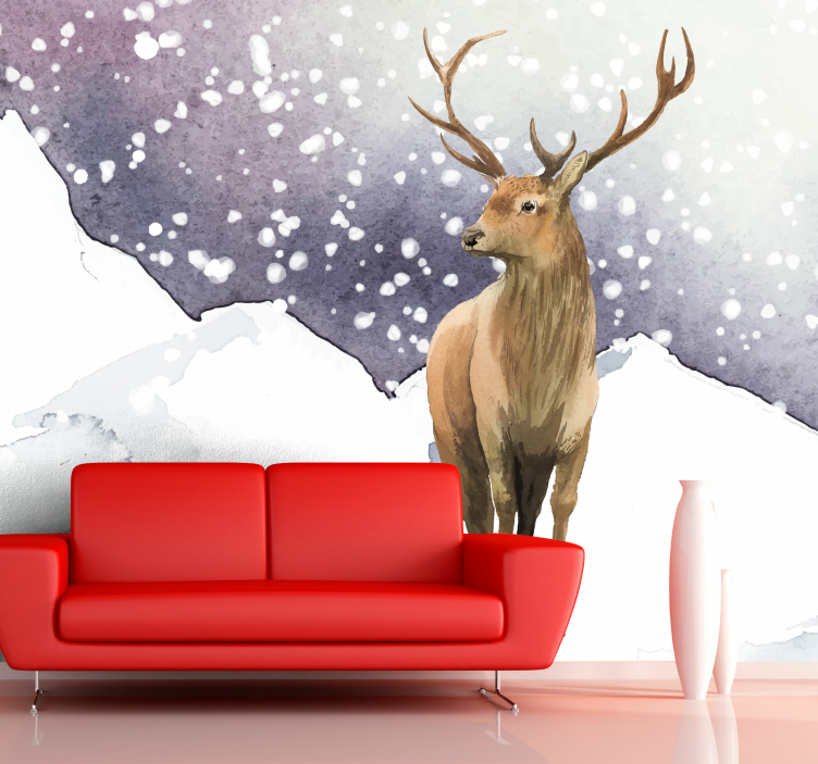 Karda geyik detaylı duvar resmi - TenStickers