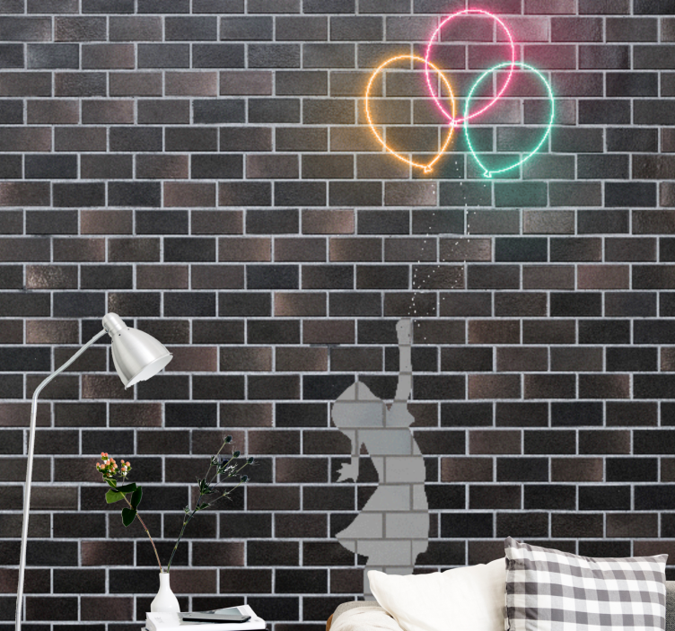 Kentsel sanat duvar resmi - balonları tutan kız - TenStickers