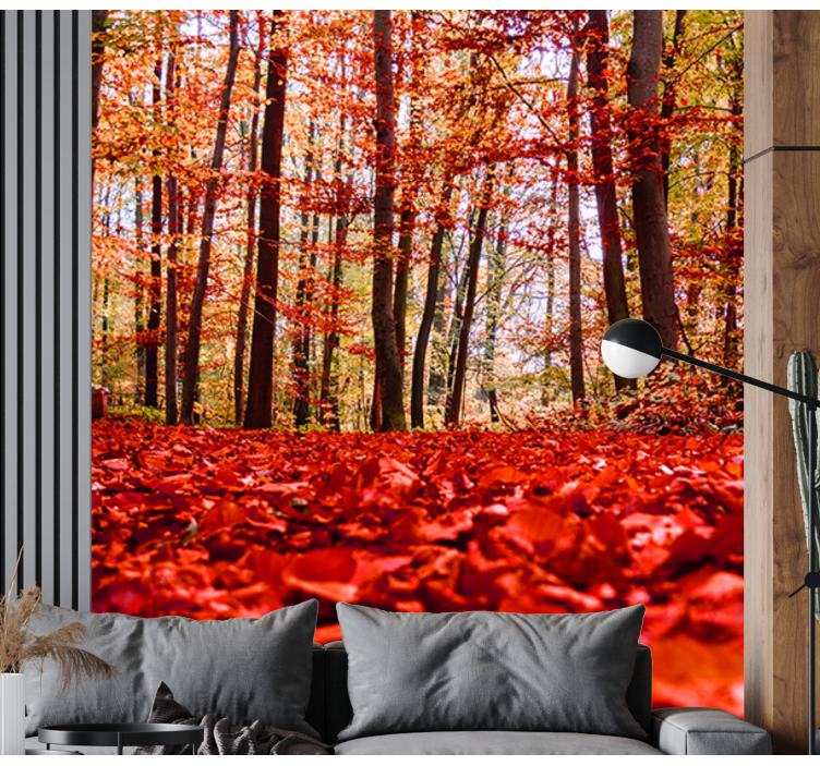 Kırmızı yapraklar orman duvar resmi - TenStickers