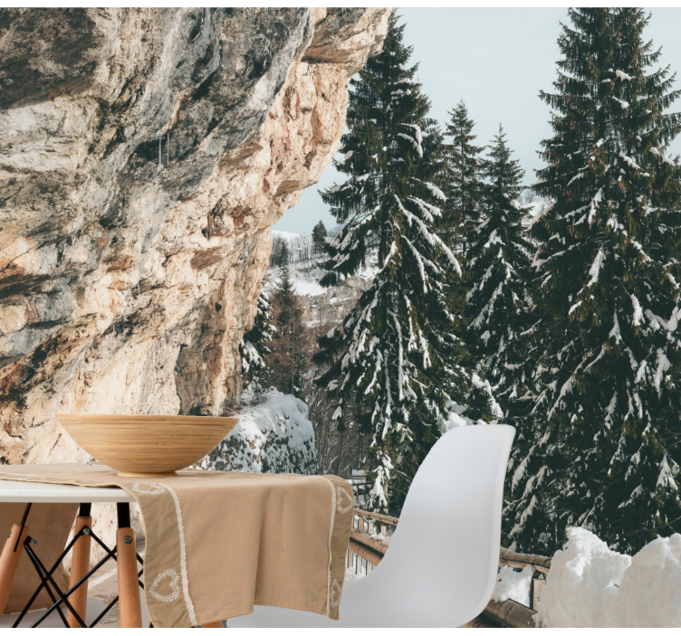 Kış çam manzarası manzara duvar resim - TenStickers