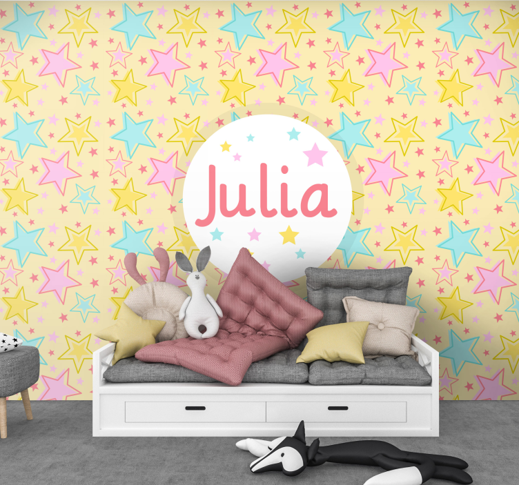 Kişiselleştirilmiş yıldızlı tasarım çocuk odası duvar reslim - TenStickers