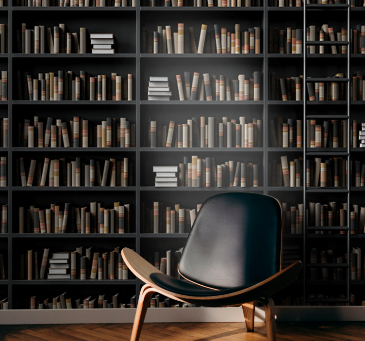 Kitaplık optik illüzyon 3d duvar kağıdı - TenStickers