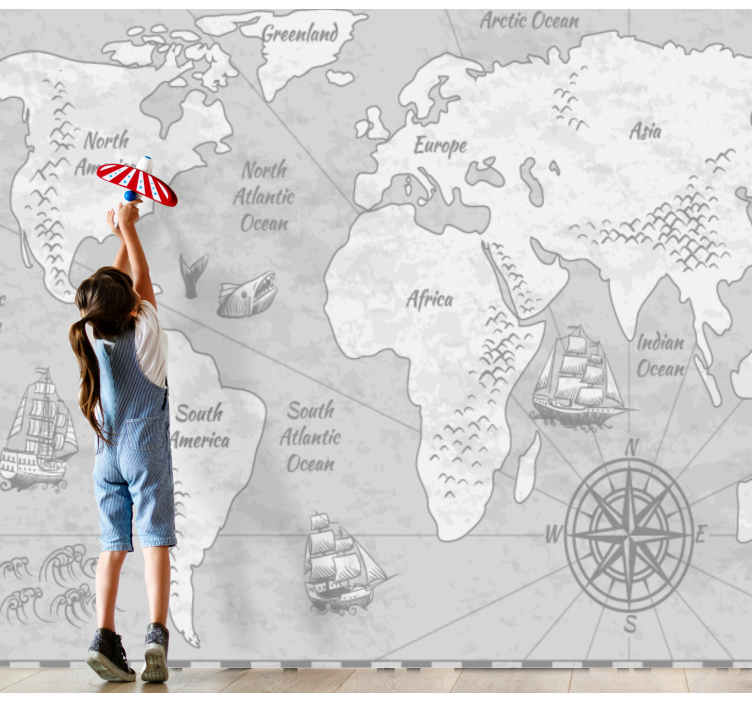 Korsan hazine yerleri dünya haritası duvar resmi - TenStickers