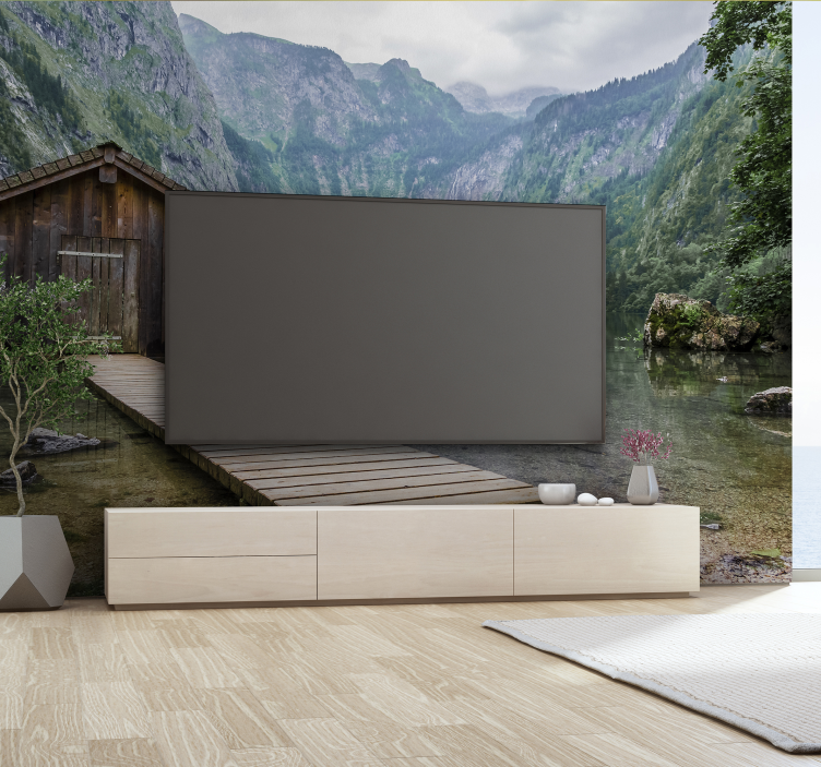 Kulübe dağ duvar resmi - TenStickers