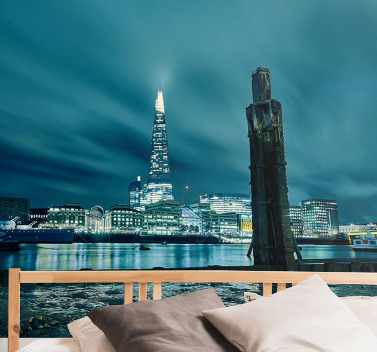 Londra duvar resmi shard kulesi gece - TenStickers