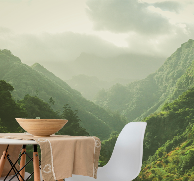 Manzara duvar resim dağ vadisi manzarası - TenStickers