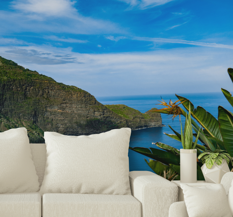 Manzara duvar resim deniz kenarı dağ manzarası - TenStickers