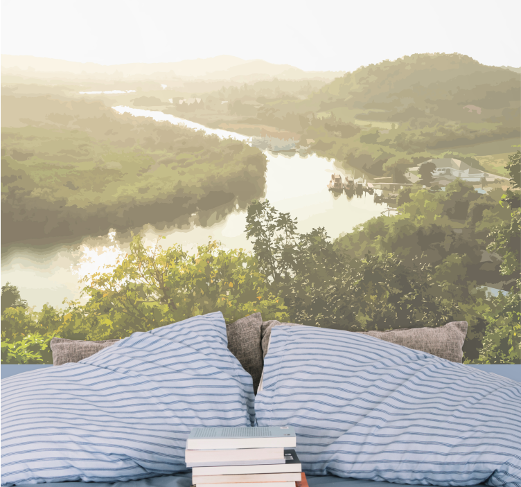 Manzara duvar resmi sakin nehir manzarası - TenStickers