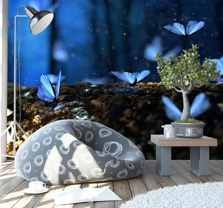 Mavi kelebek duvar resmi - TenStickers