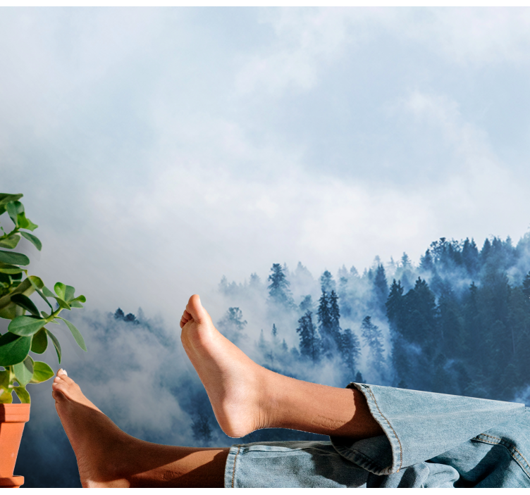 Mavi sisli orman doğa duvar kağıdı - TenStickers