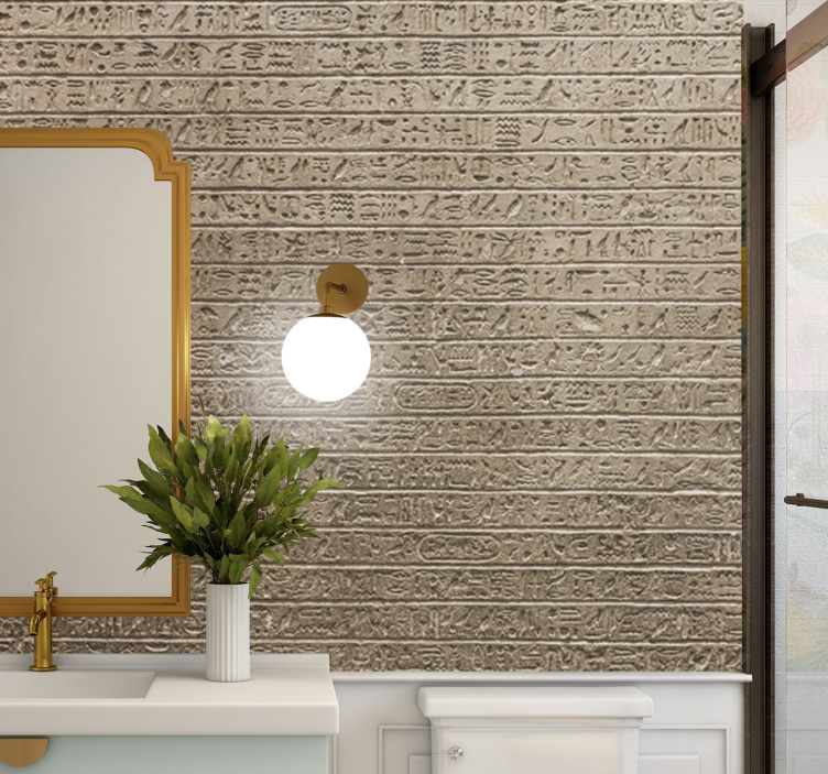 Mısır hiyeroglif desen modern duvar kağıdı - TenStickers