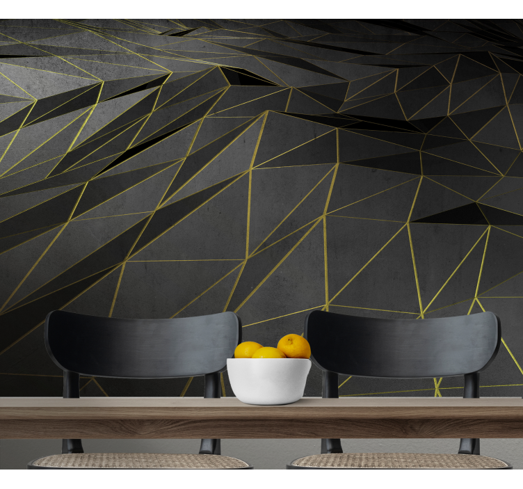 Modern siyah ve altın 3d duvar resmi - TenStickers